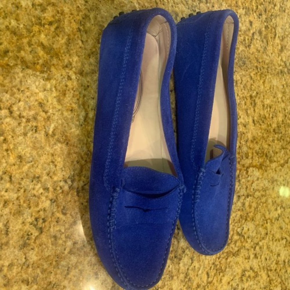 Tods Gommino Royal Blue Suede Driving Shoes Sz 9.5